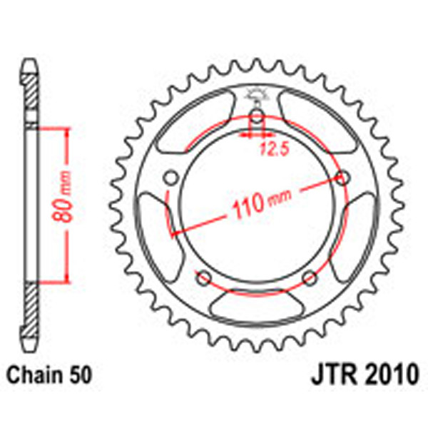 JT JT Rear Sprockets R/W 2010-43T (334) TRI